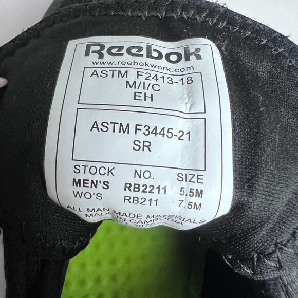 Reebok Work RB2211 Astroride Alloy Toe Shoes Black Men’s 5.5 Women’s 7.5 Safety - Picture 9 of 9